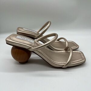 EUC Steve Madden Metallic Heels with Wooden Sphere Heel